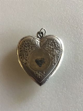 Antique Sterling Silver Heart Locket Charm Pendant