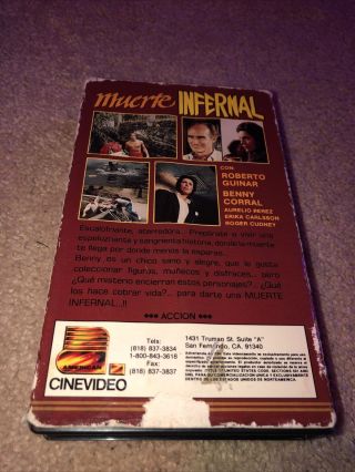 MUERTE INFERNAL VHS RARE MEXI PUPPET CINEVIDEO BIG BOX RARE HORROR GORE SLIP 2