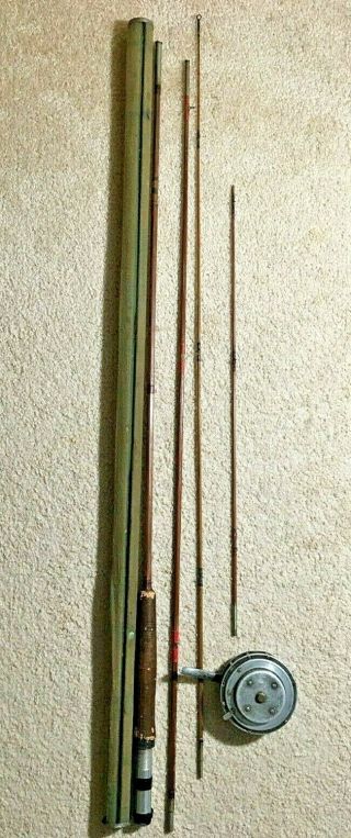 Antique Fishing Rod & Reel Combo - Unbranded Bamboo Rod & Pfuelger Superex 755