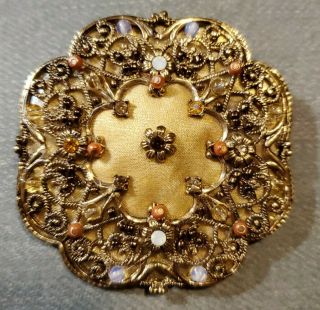 Gorgeous Vintage Antique French Victorian Opal Rhinestone Beaded Fabric Brooch