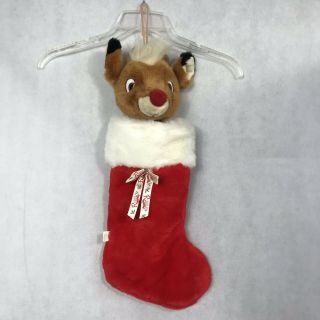 Vintage Rudolph Red Nosed Reindeer Stocking Christmas Plush 1999 Rare