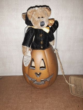 Euc 1999 Boyds Bears Halloween Set Treat F Wuzzie W/ Collectable Jack O Lantern