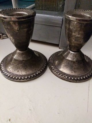 Antique Vintage Duchin Creation Weighted Sterling Candle Holders