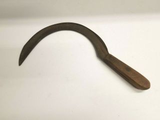 Vintage Hand Sythe Sickle Wood Handle Antique Metal Farm Hand Tool