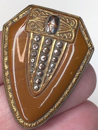 Antique Czechoslovakia Art Nouveau Deco Czech Glass Brooch Pin W/ C Clasp
