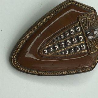 Antique CZECHOSLOVAKIA Art Nouveau Deco Czech Glass Brooch Pin W/ C Clasp 2