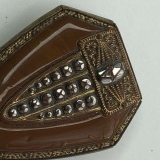 Antique CZECHOSLOVAKIA Art Nouveau Deco Czech Glass Brooch Pin W/ C Clasp 3
