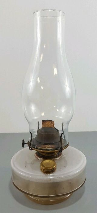 Vintage Antique Clear Glass Oil Lamp With Eagle P & A Mfg Co.  Burner