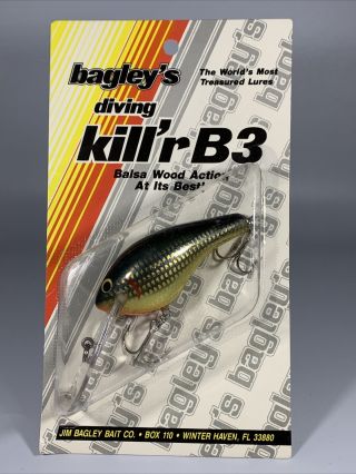 Vintage Bagley’s Diving Kill’r B3 Fcsg Great Color In Old Florida Package