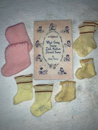Vintage Pamphlet For Dydee Baby Doll - Pink & Yellow Booties - 2 Pr.  Dolsox