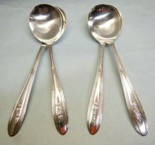 4 Overland Round Bowl Soup Spoons - Classic 1930 - 40 