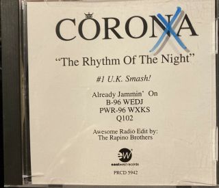 Corona Rhythm Of The Night 4tracks Rare Edits & Mixes Promo Dj Cd Single 1994