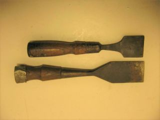 Two Antique Wood Chisels - One Marked D.  R.  Barton 2 "