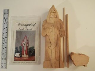 Sandi Zickuhr 11 " Shepherd Santa Pine Carving Wood Kit & Pattern - Christmas - Rare