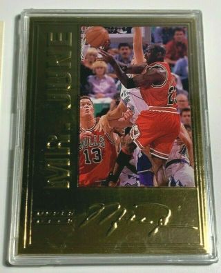 Rare 1997 - 1998 Michael Jordan 22kt Gold Upper Deck Mr.  June Card /7223