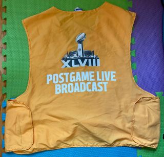 Bowl Xlviii Media Vest Post Game Live Broadcast News 48 Xl Rare Nfl