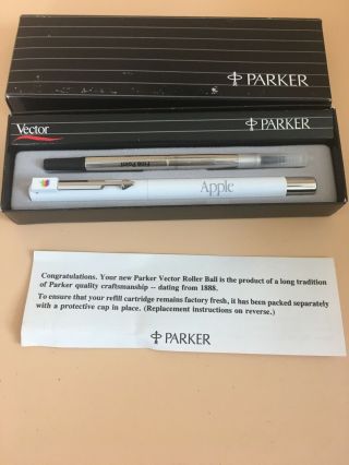 RARE Vintage APPLE Computer Inc.  Parker Vector MACINTOSH Rainbow Logo Roller Pen 2