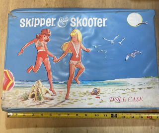 Vintage,  1965,  Skipper & Skooter Doll Case,  Blue Beach Scene