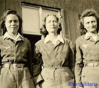 Rare Trio Female Luftwaffe Helferin Blitzmädel Girls In Work Coveralls
