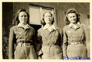 RARE Trio Female Luftwaffe Helferin Blitzmädel Girls in Work Coveralls 2