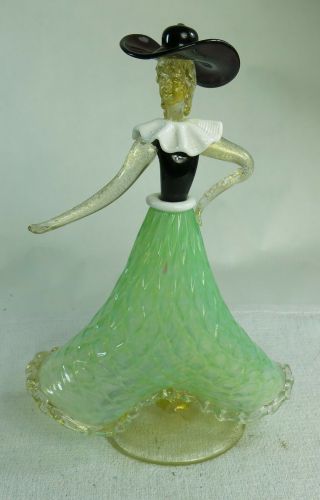 Rare Vintage A.  V.  Mazzega Murano Italy Art Glass Lady Figurine Signed