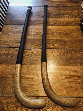 Antique Spalding Field Hockey Stick Wooden W Leather Top Applebee 2b