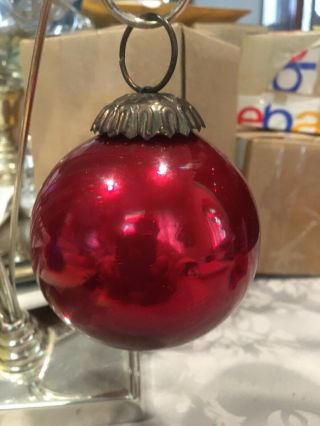 Antique Kugel Heavy German Red Glass Christmas Ornament