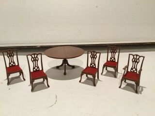 Vintage Marx Toys Doll House Dining Table & 5 Chairs