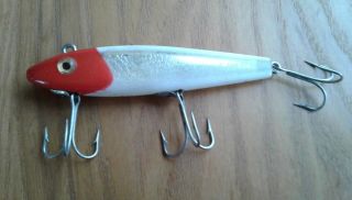 Vintage L&s Bait Co 3 - 1/2 " Red Head White Body Minnow Fishing Lure 52m11