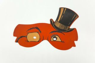 Vintage Rare Halloween Masquerade Man W/ Top Hat & Monocle Paper Diecut Mask