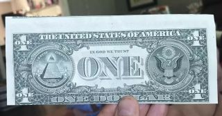 Rare Misaligned $1 One Dollar Bill No Creases Never Folded