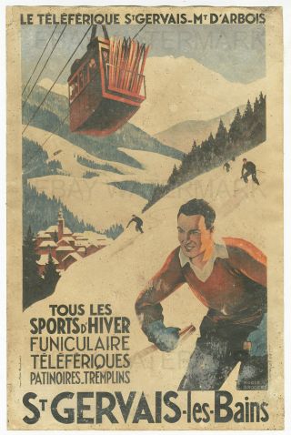 1930 St Gervais Les Bains Vintage Advertising Poster 11x17 French,  Rail Line