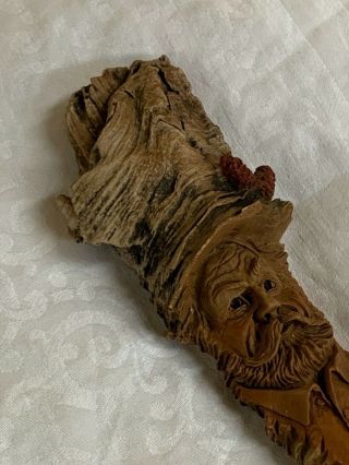 Vintage 1982 Stephen Herrero Carved Tree Spirit Wizard Gnome Wood Look Nathaniel