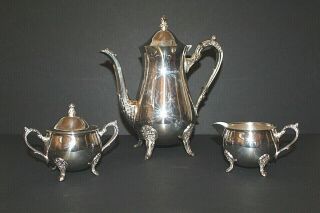 Vtg Leonard Silver - Plate 3 Piece Tea Set Teapot Creamer Sugar