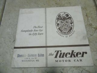Vintage " The Tucker Motor Car " Advertising Brochure Stamped Rare