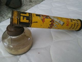 Vintage Flit Bug Insecticide Metal Tin Sprayer W/ Glass Jar Stanco