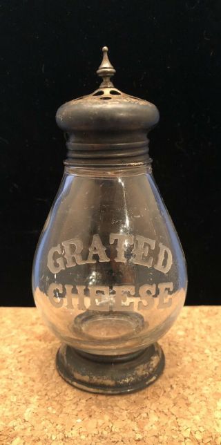 Vintage Frank Whiting Sterling Silver And Glass Grated Cheese Shaker