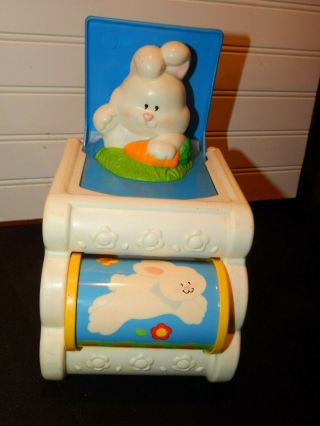 Rare Vintage 1989 Fisher Price Pop Up Bunny Rabbit Jack In The Box Toy