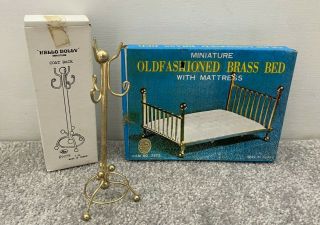Hello Dolly Miniature Dollhouse Furniture Bed Coat Rack Coat Hook Metal Brass ? 3