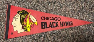 Vintage Rare Color Variation Chicago Blackhawks Hockey Pennant Full Size