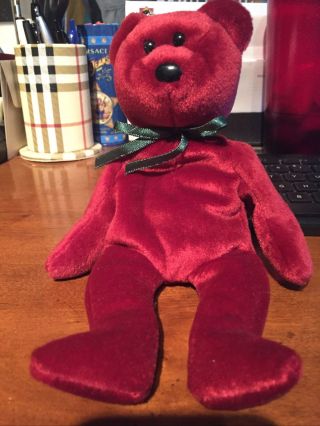 Cranberry Teddy Bear Ty Beanie Baby 1993 Retired Collectible Rare 4052
