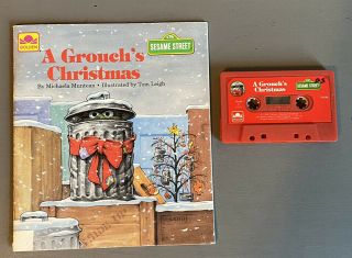 Sesame Street A Grouch’s Christmas (1992 Paperback Book & Cassette Tape) Rare