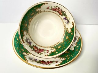 Vintage Bridgwood & Son " Brantwood " Tea Cup And Saucer,  England Green / Gold