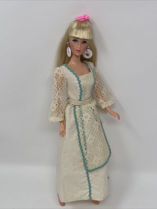 Vintage Barbie Doll Clothes Best Buy Outfit 7824 Cream Muslin Dress Lace Apron