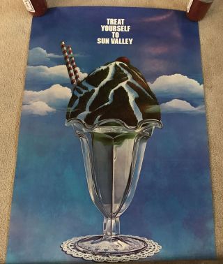 Vintage 1970’s Sun Valley Ski Poster Baldy Mountain