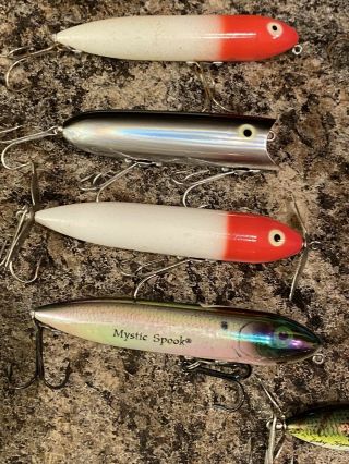 9 Vintage Heddon Zara Spook Surface Fishing Lures Wounded Spook Lucky 13 Torpedo 2