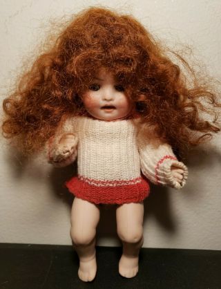 Rare Antique 7 " Small German Bisque Head/body Doll P.  M 914 6/0