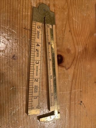 Old Vintage Antique Lufkin Boxwood Folding Ruler Caliper No.  372 Made In England
