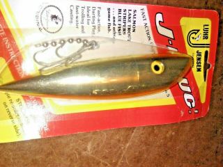 Old Lure Vintage Luhr Jensen Gold J - Plug In The Package,  5 1/2 Iches Long.