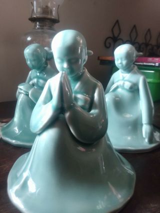 Rare Vintage Japanese 5 " Jade Porcelain Figurine Asian Women Signed Antique